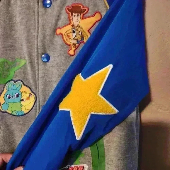 Disney Toy Story 3 varsity jacket size 5/6 grey blue woody lightyear - Picture 3 of 5